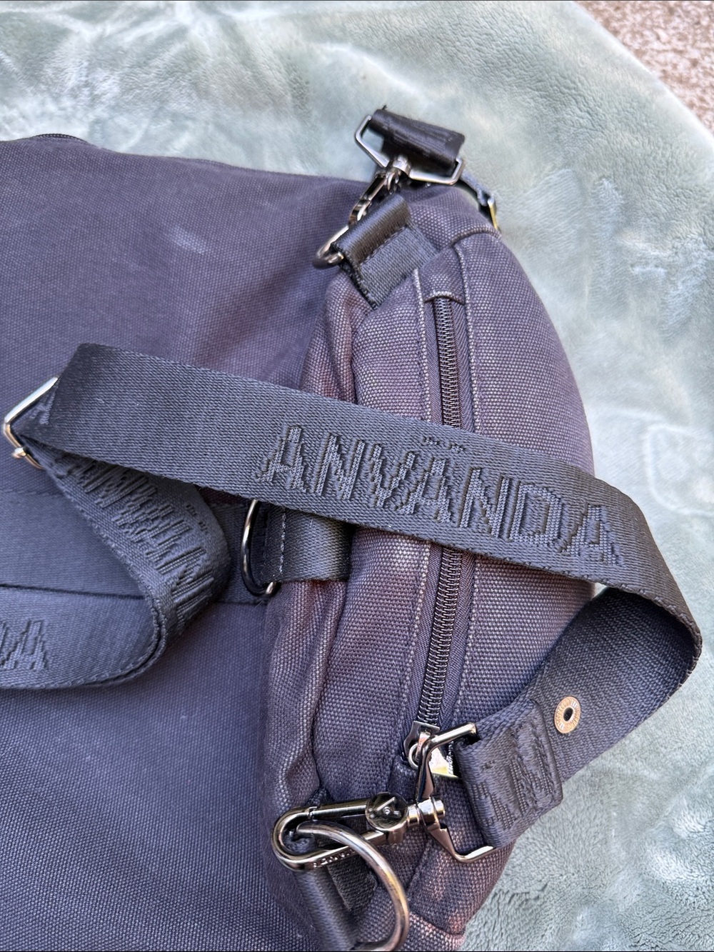 Black Canvas & Leather Messenger Bag - Picture 6 of 11